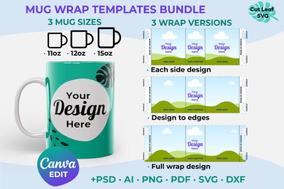 Download 11oz 12oz 15oz Mug Wrap Canva Template - Canva template Collection