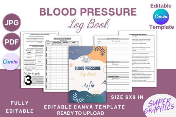 Download Blood Pressure Log Book - Canva Template - Canva template Collection