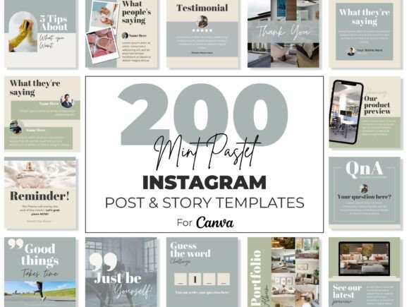 Download Instagram Canva Templates Mint Pastel - Canva template Collection