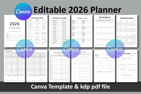 Download 2026 Planner - Canva Template &amp; PDF - Canva template Collection