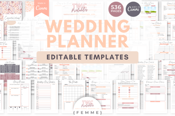 Download Wedding Planner Canva Templates | FEMME - Canva template Collection