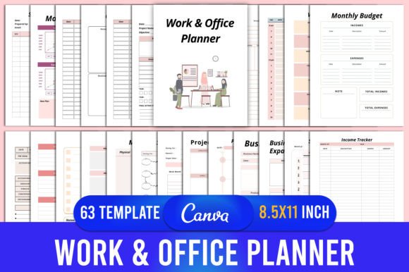 Download Work &amp; Office Planner Canva Template - Canva template Collection