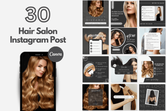 Download Hair Salon Instagram Canva Templates. - Canva template Collection