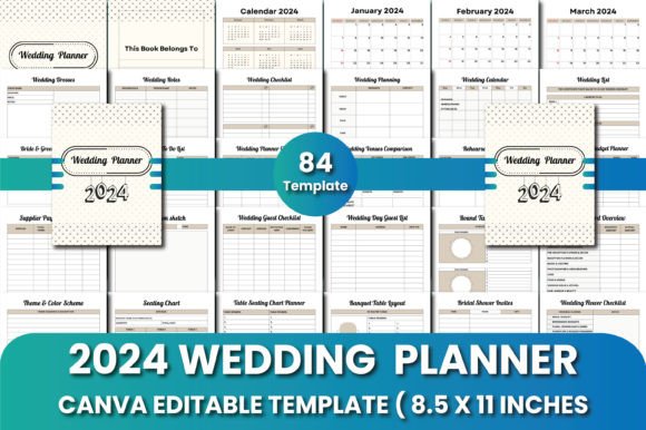 Download 2024 Wedding Planner Canva Templates - Canva template Collection