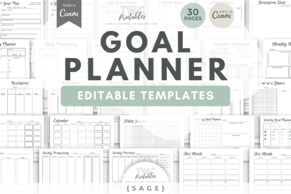 Download Goal Planner Canva Templates | SAGE - Canva template Collection