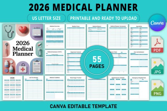 Download 2026 Medical Planner Canva Template - Canva template Collection