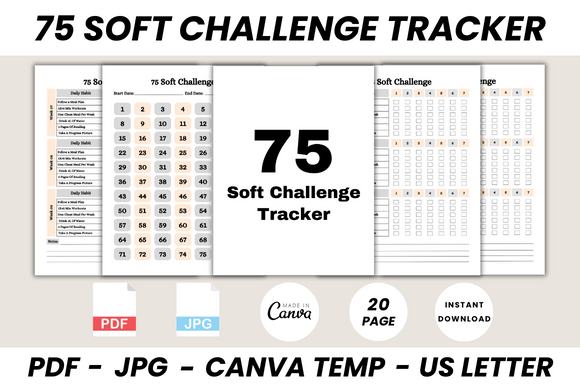 Download 75 Soft Challenge Tracker Canva Template - Canva template Collection