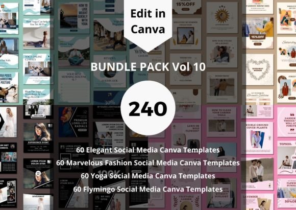 Download 240 Social Media Canva Templates Bundles - Canva template Collection