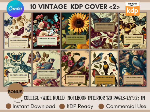 Download 10 Editable KDP Covers Canva Templates - Canva template Collection