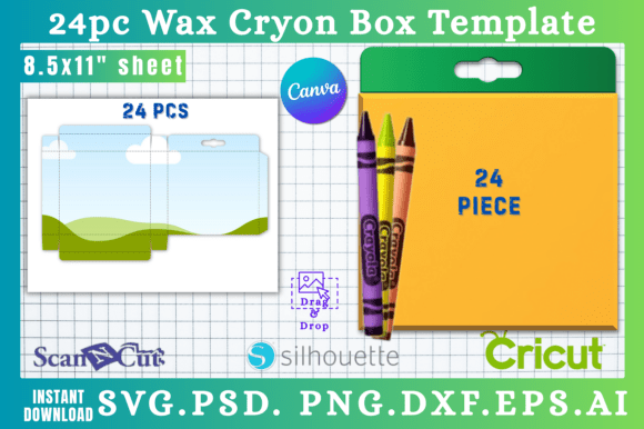 Download 24pc Wax Cryon Box SVG &amp; Canva Templates - Canva template Collection